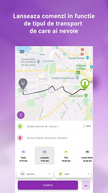 LeoneGo - Aplicatie Android si iOS pentru ridesharing